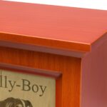 Nicholas series pet urn close up of cherry stained wood